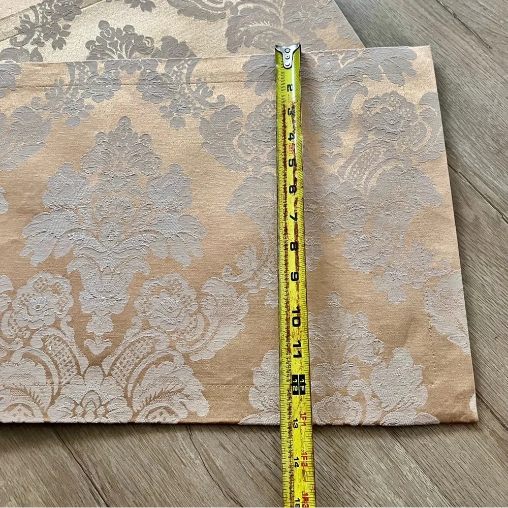 6 PCs Damask‎ Floral Gold Ivory Placemats Rectangle Table Decor 18.5” X  13” Vtg